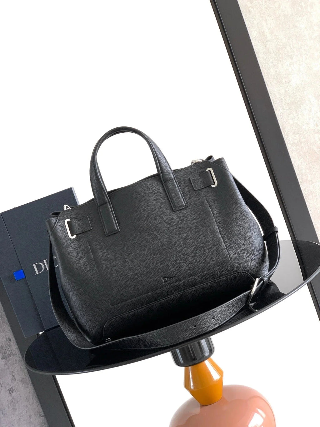 CD 2026 Normandie Handbag 38cm Black Grained Calfskin 355400