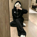New Fashion Women CC Waffle Hooded Casual Tracksuit DM1326091420