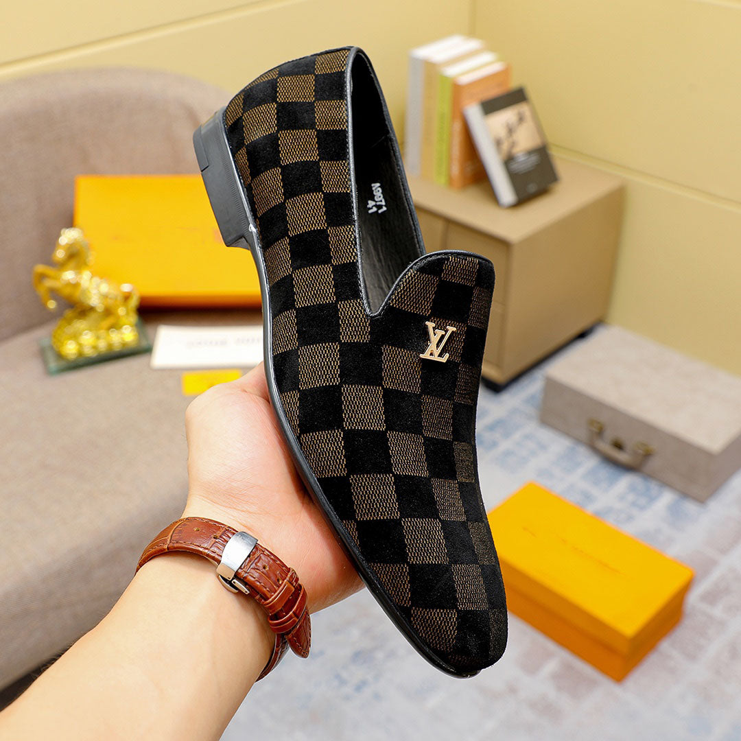 New fashion classic plaid loafers design slip-ons