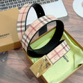 Women's All-match Versatile pink striped genuine leather belt 1425120905