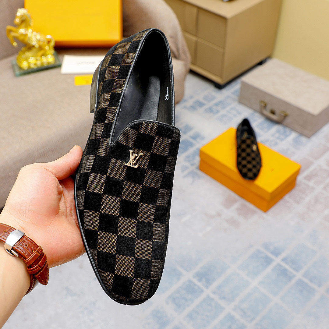 New fashion classic plaid loafers design slip-ons