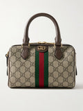 G Ophidia leather- and webbing-trimmed printed coated-canvas tote 0424061405