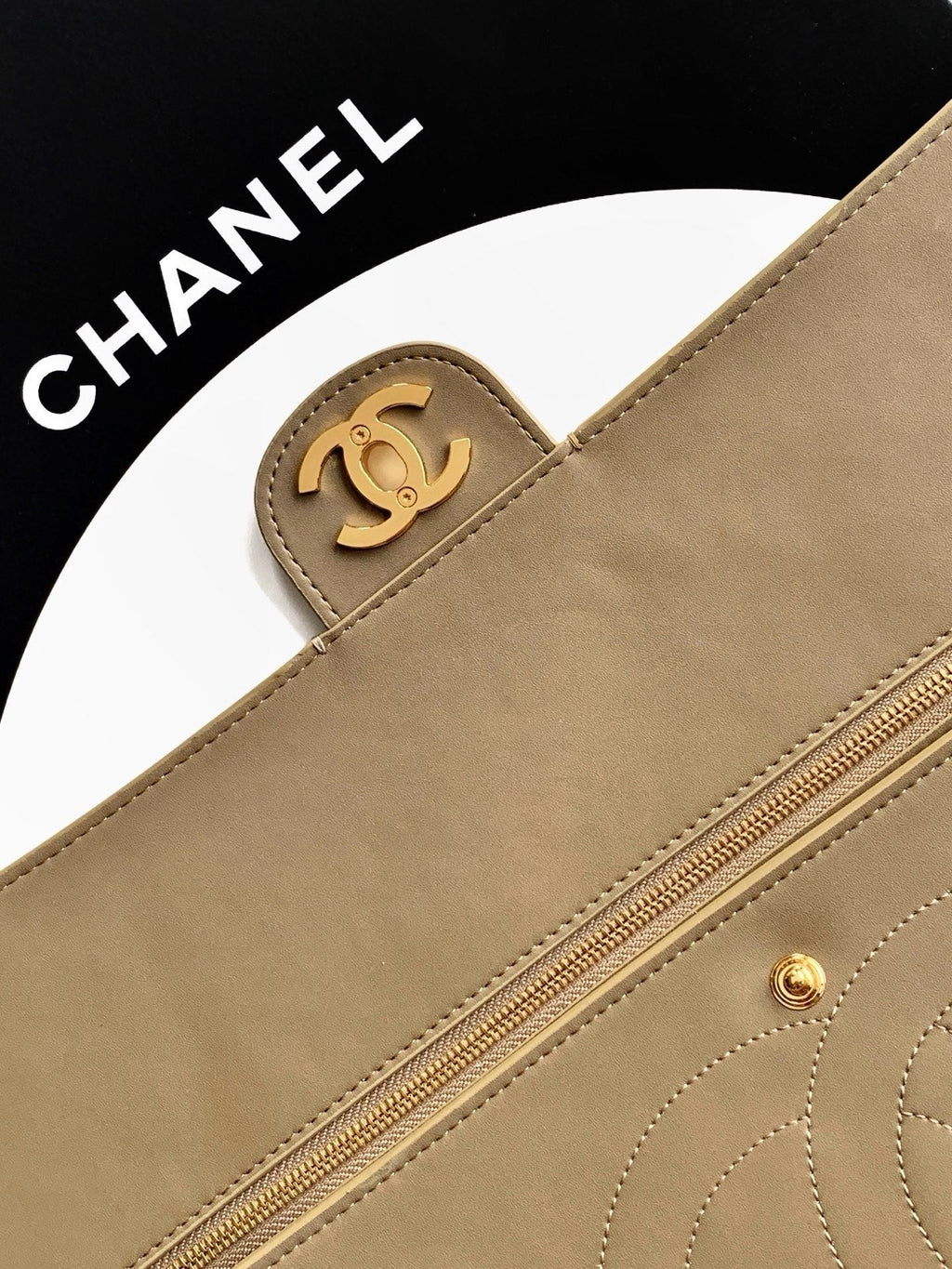 CC 2026 Flap Bag 38.5cm Beige Suede Leather