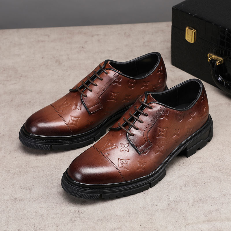 European station men's leather shoes formal leather shoes leather retro color-polishing shoes high-end office business men's shoes all-match
