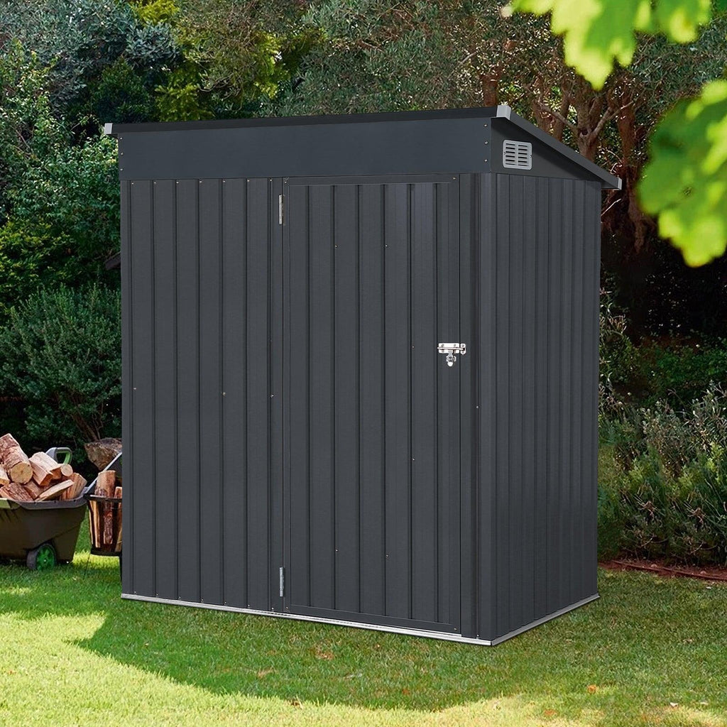 5'x 3' Outdoor Storage Shed, Metal Garden Tool Shed for Backyard, Patio, Lawn, Black