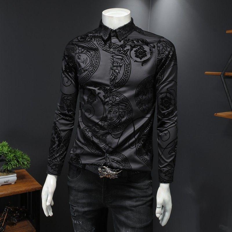 New men's shirt flocked long sleeved shirt 1024022810