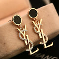 New diamond letter earrings