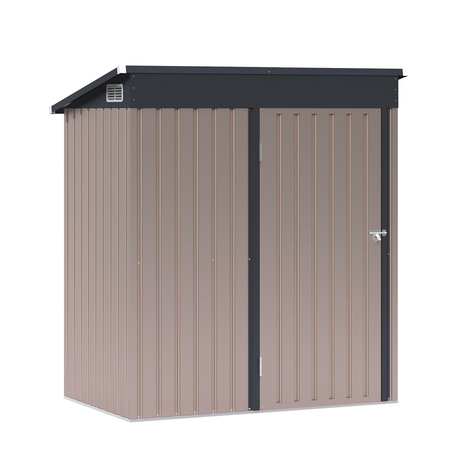 5'x 3' Outdoor Storage Shed Metal Garden Tool Shed for Backyard, Patio, Lawn, Brown