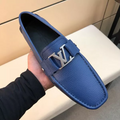 Classic Leather Up Dress Shoes Loafer Slip-On Shoe Blue V109