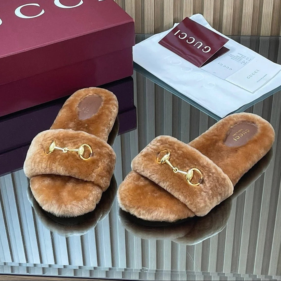 GG  2025 Horsebit Slipper Black Wool 562869