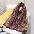 Classic gold silk cotton long scarf XC0823101203