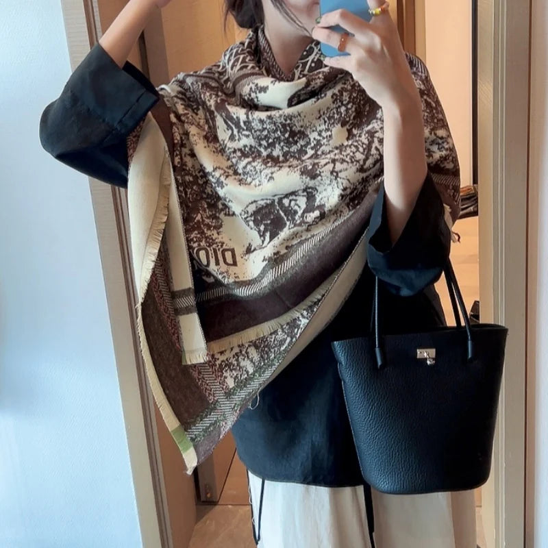 New Fashion Women Jungle Print Double-Sided Cashmere Scarf 1326091411