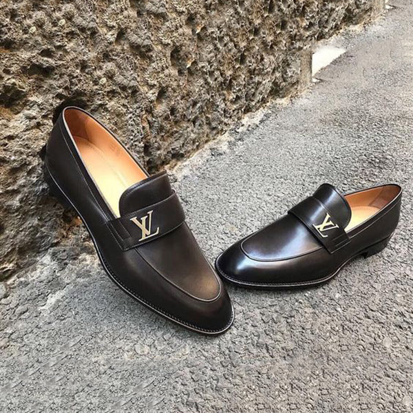 Luxury Black Letter Slip On Loafers