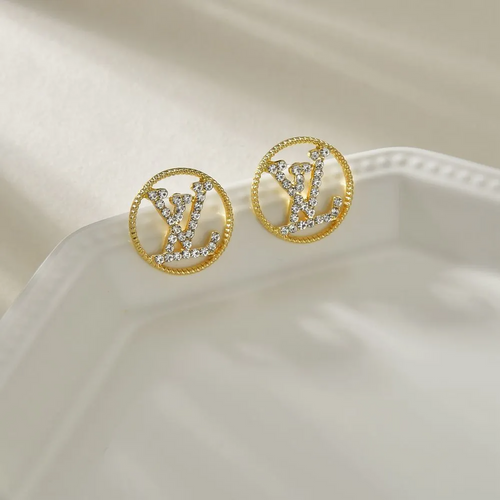 Big Alphabet Round Diamond Stud Earrings