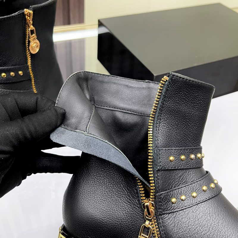 New Fashion Women's Rivet Buckle Pointed Toe Ankle Boots XC1326092027