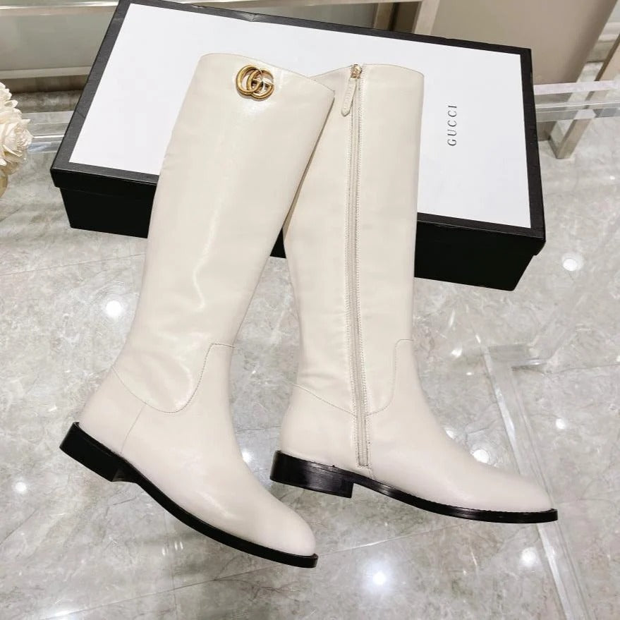 GG CLASSIC KNEE HIGH BOOTS IN BLACK IMPORTED CALFSKIN