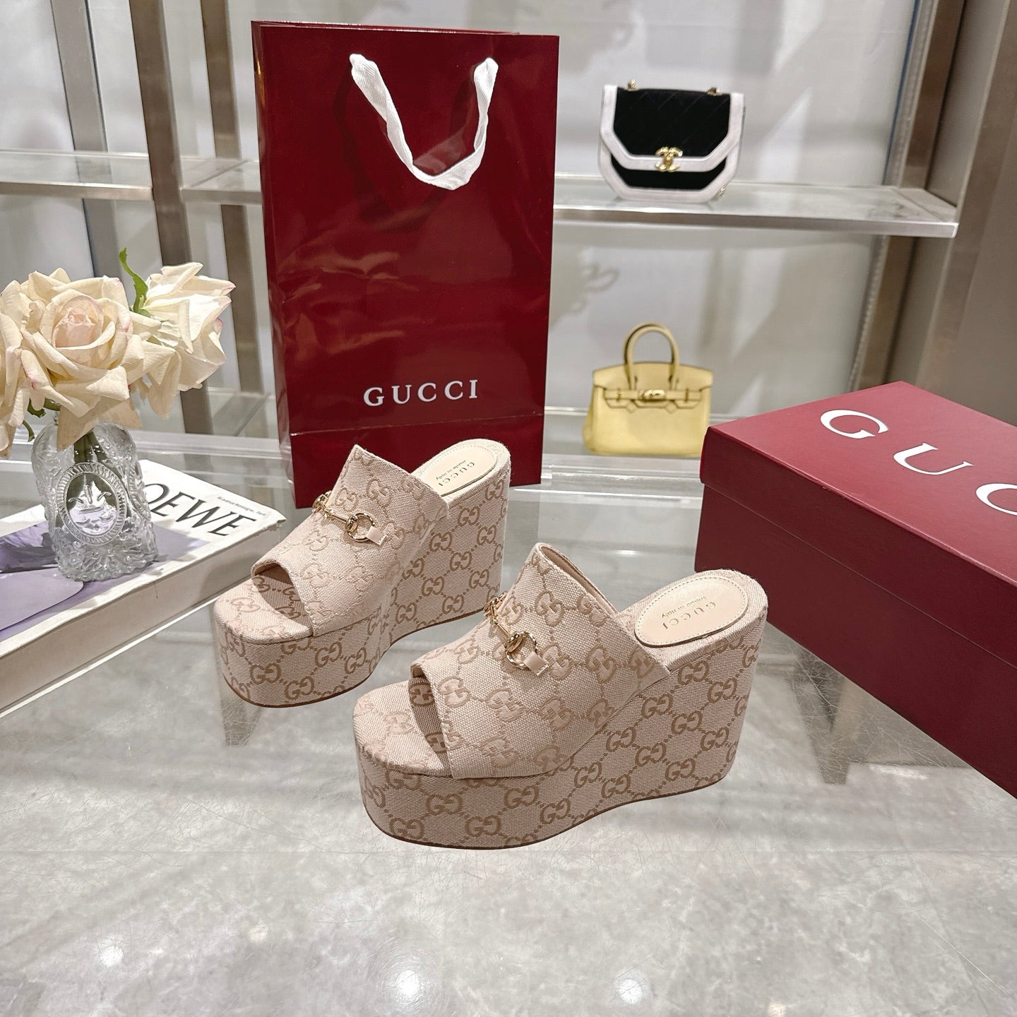 25 ladies metal buckle wedge-heeled platform slippers XC0425050604