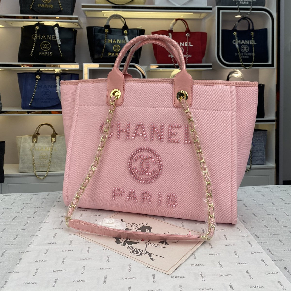 4 Colors Maxi Shopping Bag With Pearls