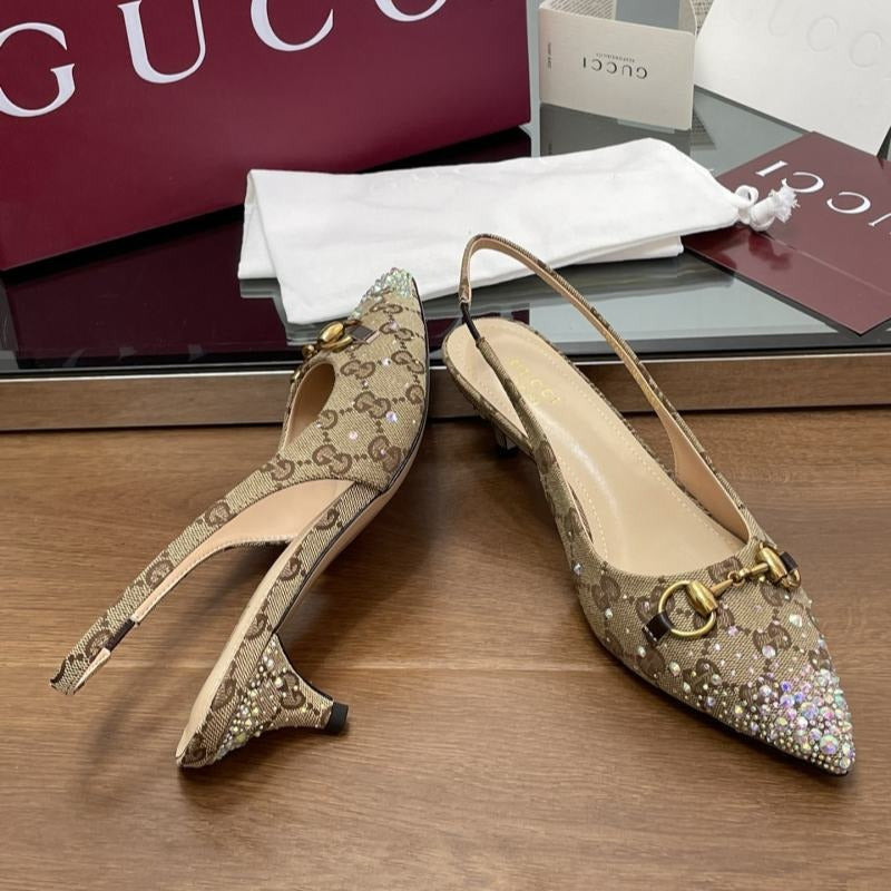 25 Women Pumps Diamond Decoration Slingback 0425031809