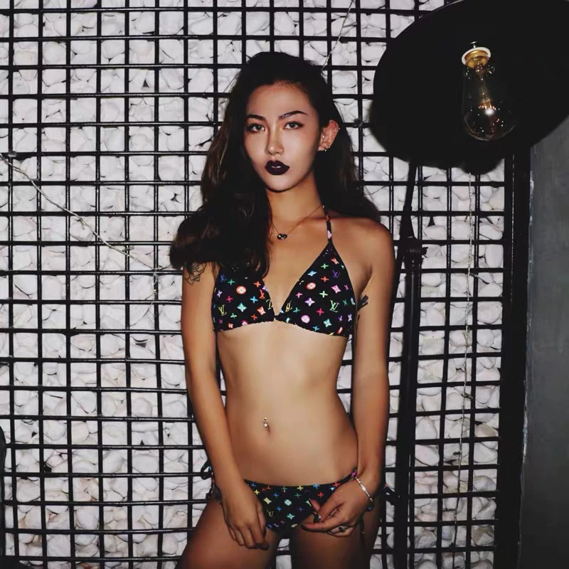 V Sexy Triangle Bikini Small Chest Push Up Swimsuit Split Swimsuit PD0823032902