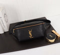 Black leather large capacity waist bag X092002