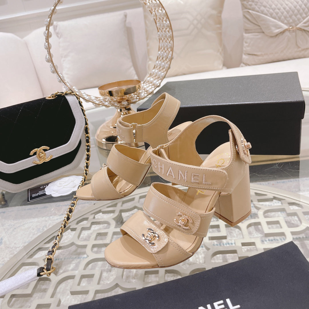 23 CL Latest Double C Logo Buckle High Heel Sandals XC04070702
