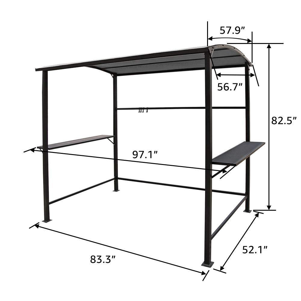 Grill Gazebo 8' by 4.6' Metal BBQ Shelter with Single-Tier Soft Top and Shelves, Grey