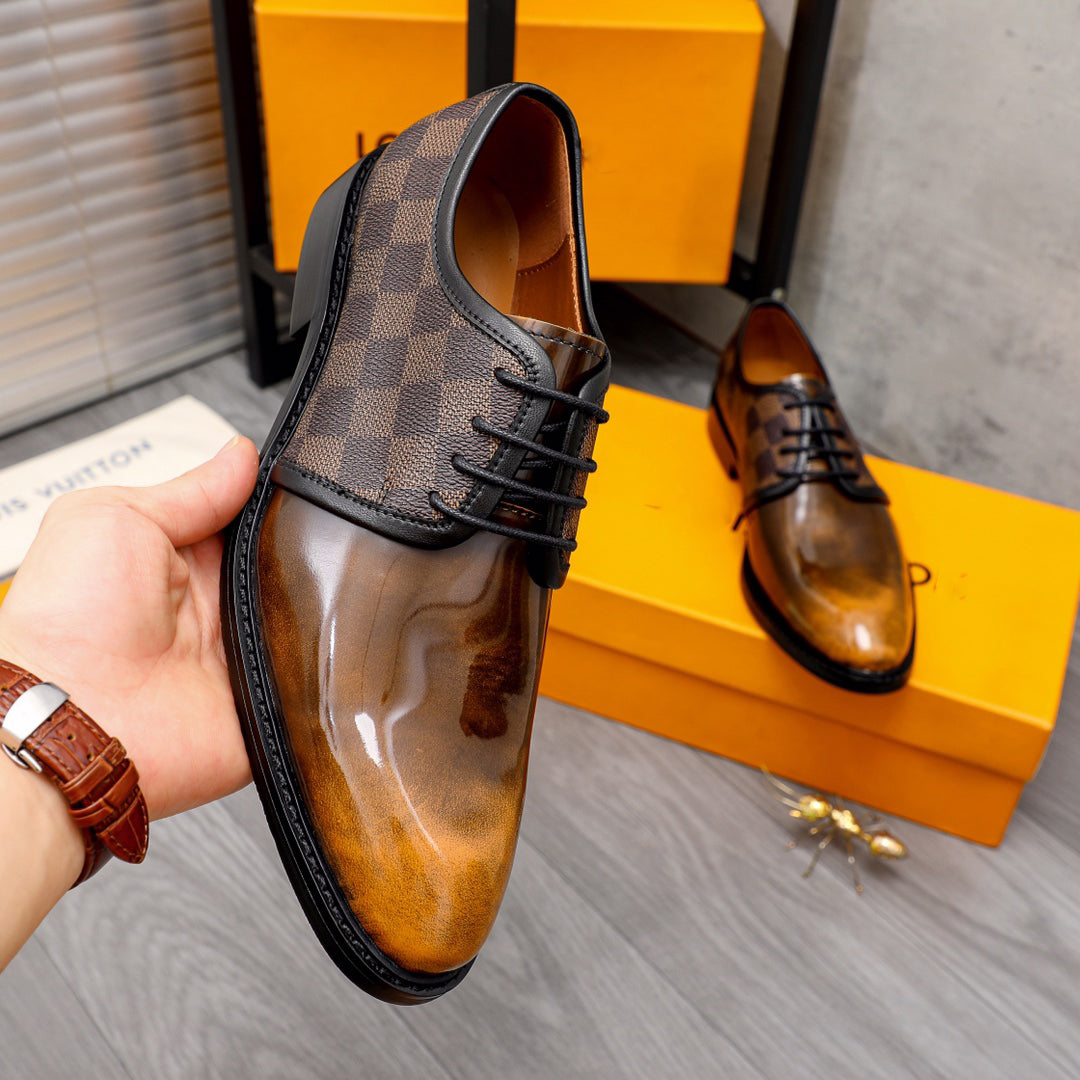 New fashion lace up letter formal leather shoes all-match banquet shoes
