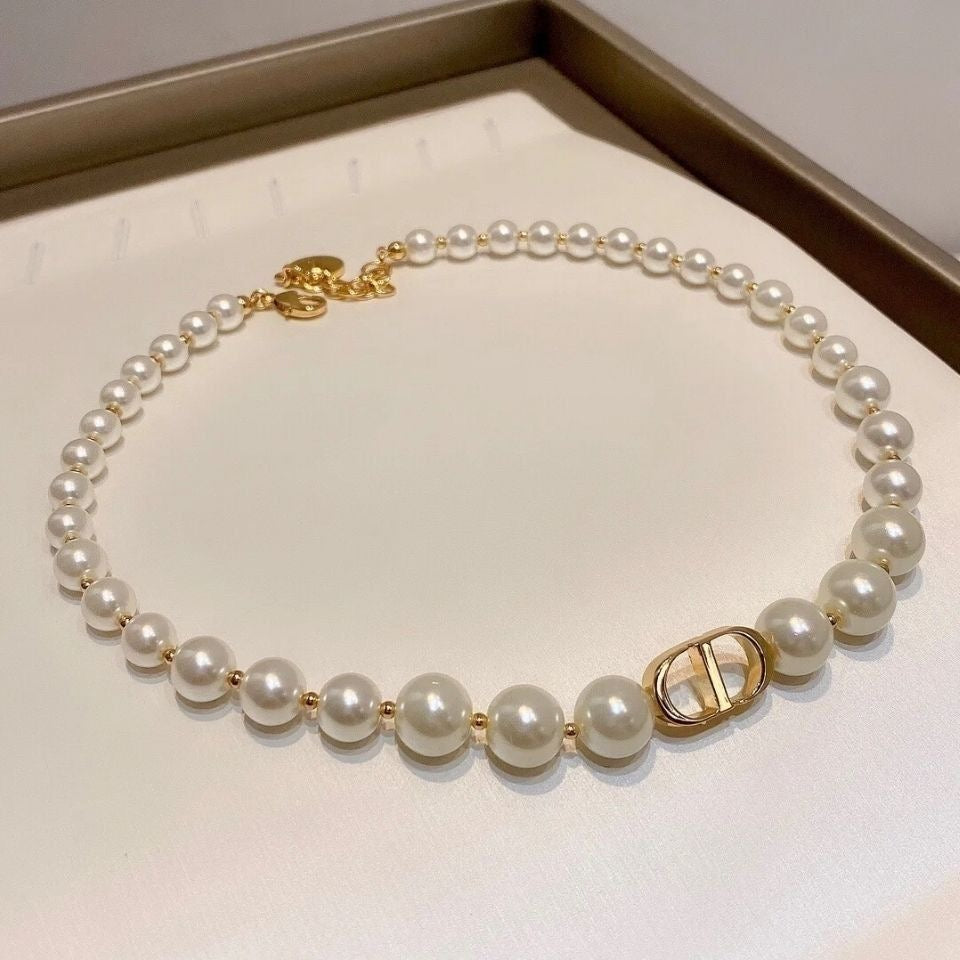 D letter star pearl necklace PD0425071817