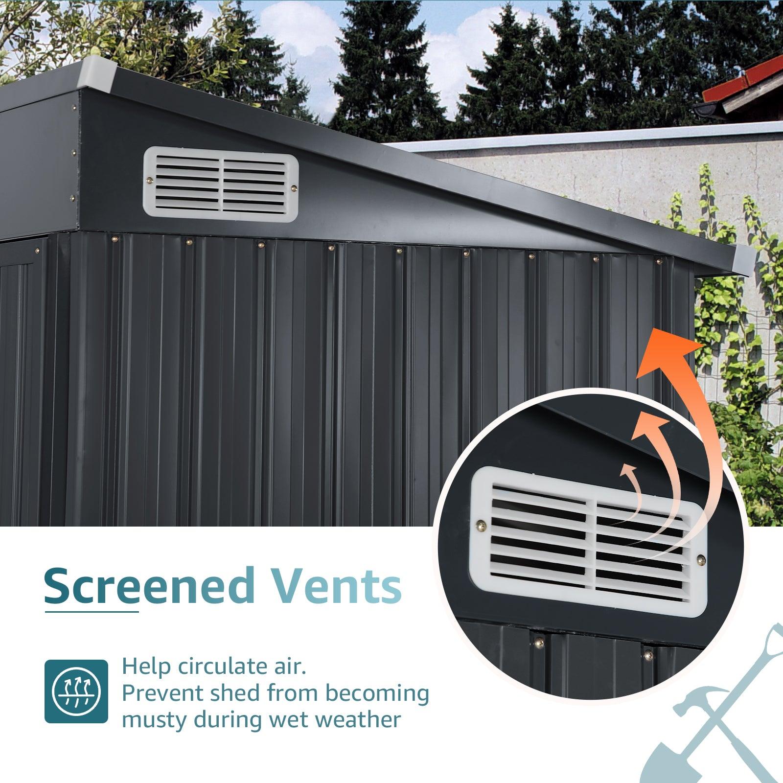 5'x 3' Outdoor Storage Shed, Metal Garden Tool Shed for Backyard, Patio, Lawn, Black