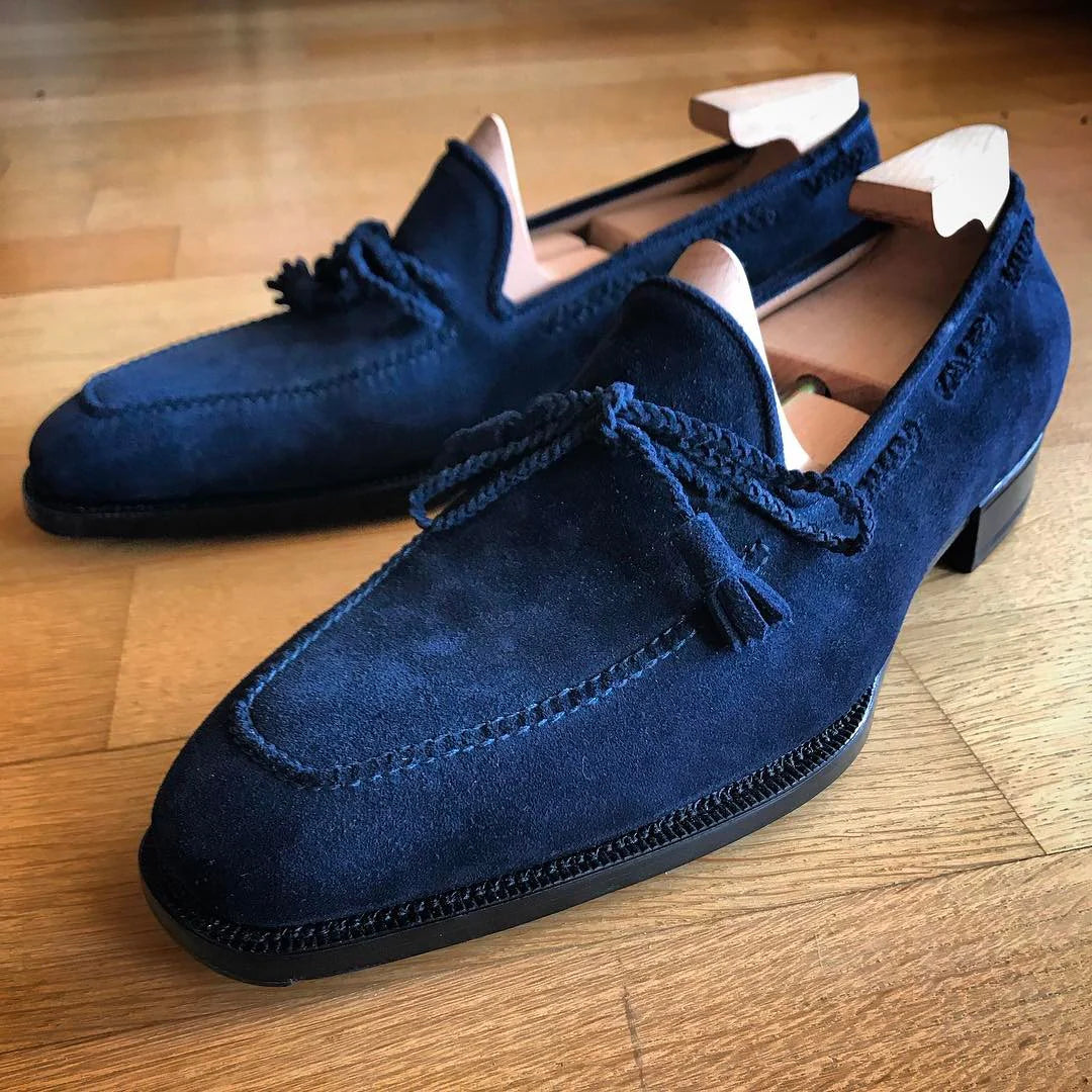 2022 Handmade Suede Men's Tassel Loafers