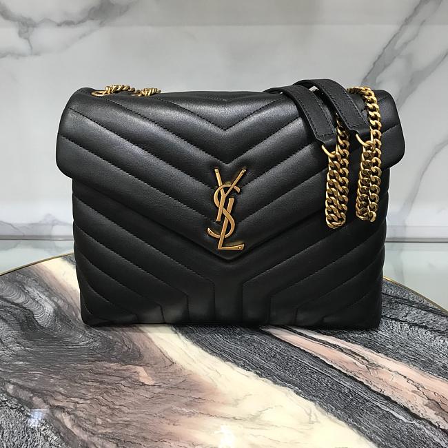 YL Medium 32 Loulou Bag Black in Gold 32x22x11cm 0424031805
