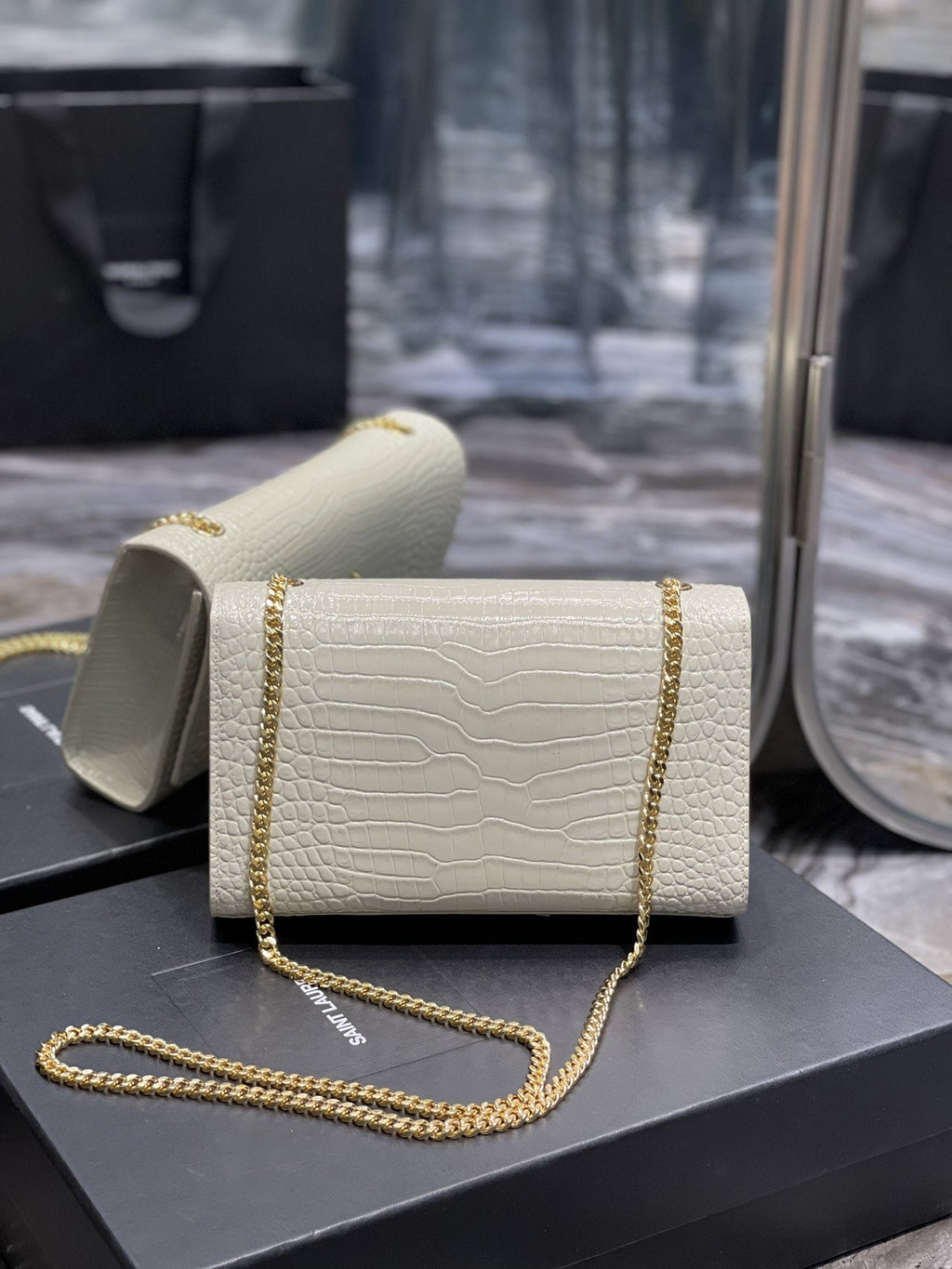 Saint Laurent Kata Medium Chain Bag White Vintage With Tassel For Women 0425020821