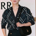 New fashion plaid unisex cardigan sweater jacket 1024102126