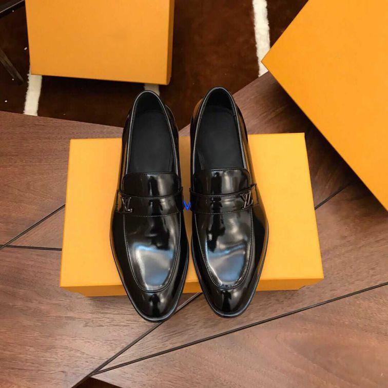 Black business men's leather shoes