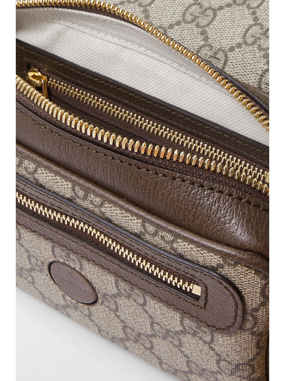 G Ophidia leather-trimmed printed coated-canvas shoulder bag 0424061408