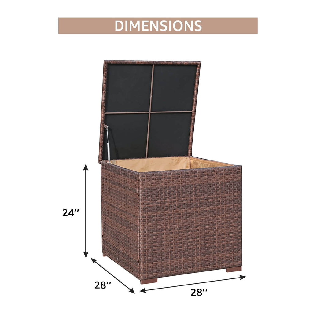 88 Gallon Waterproof Outdoor Storage Box Wicker Deck Box for Patio Furniture