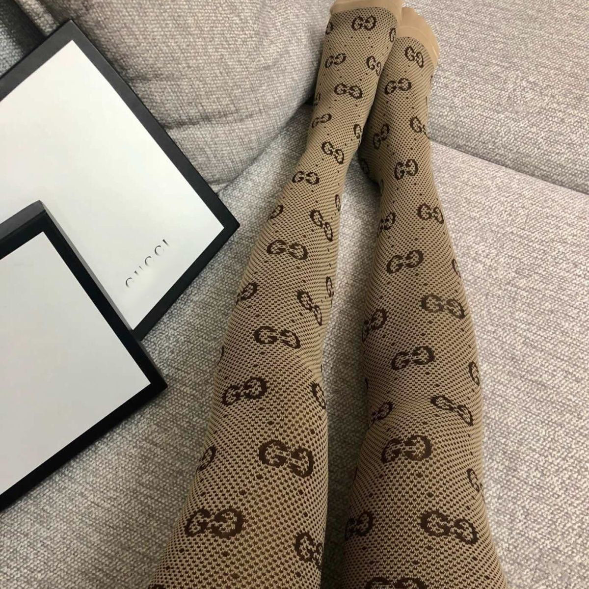 All-match Logo Luxury One-piece pantyhose, leggings Pure cotton socks PD0423102501