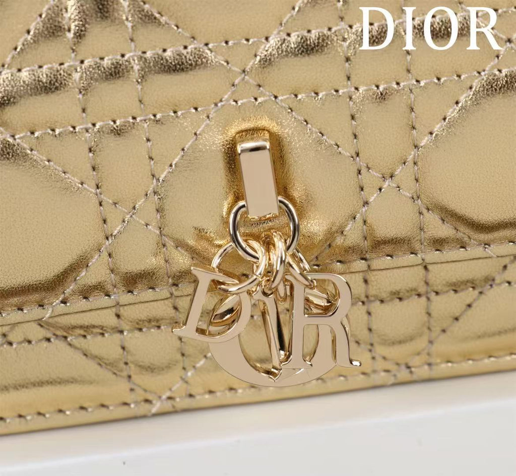 CD 25 Bag Gold Metalic Lambskin