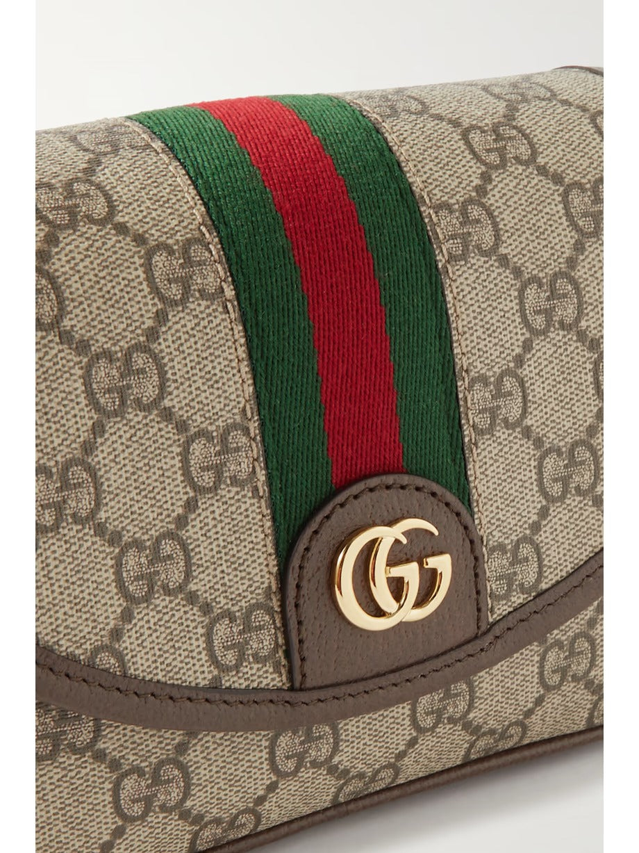 G Ophidia leather-trimmed printed coated-canvas shoulder bag 0424061408