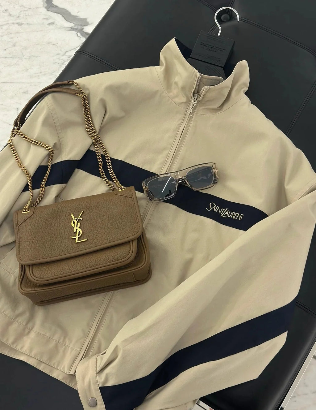 YSL 2026 Sportswear Jacket Khaki mix Navy Blue Cotton