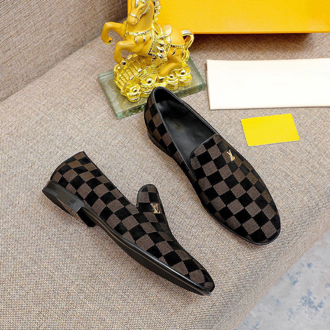 New fashion classic plaid loafers design slip-ons