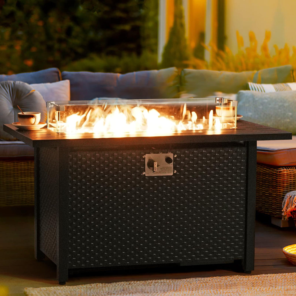 45'' Outdoor Propane Fire Pit Table, 50000 BTU Firepit with Adjustable Flame