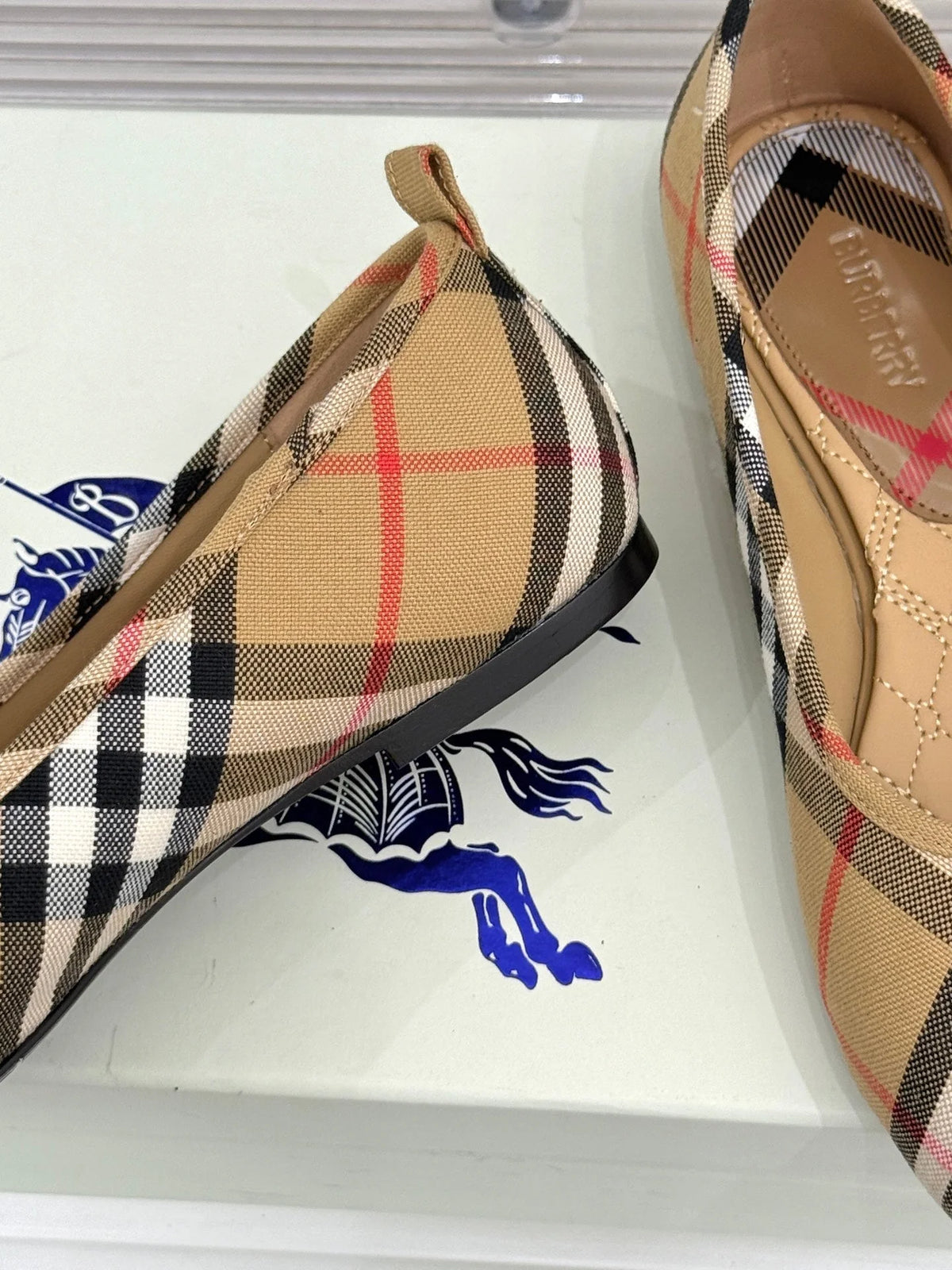 BB Robin Ballet Flats Beige Check Canvas 956168