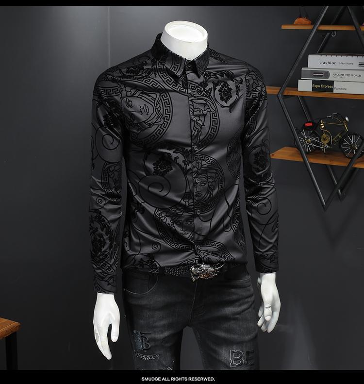 New men's shirt flocked long sleeved shirt 1024022810