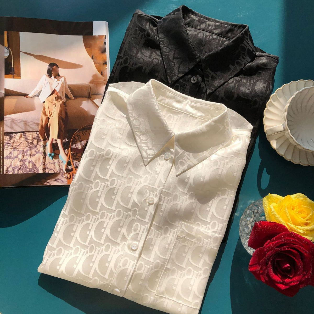 Fashion Satin-jacquard silk shirt PD10070725