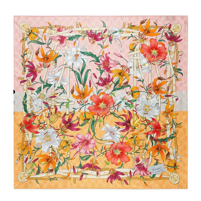 High-end fashionable and versatile floral silk square scarf 1024052915