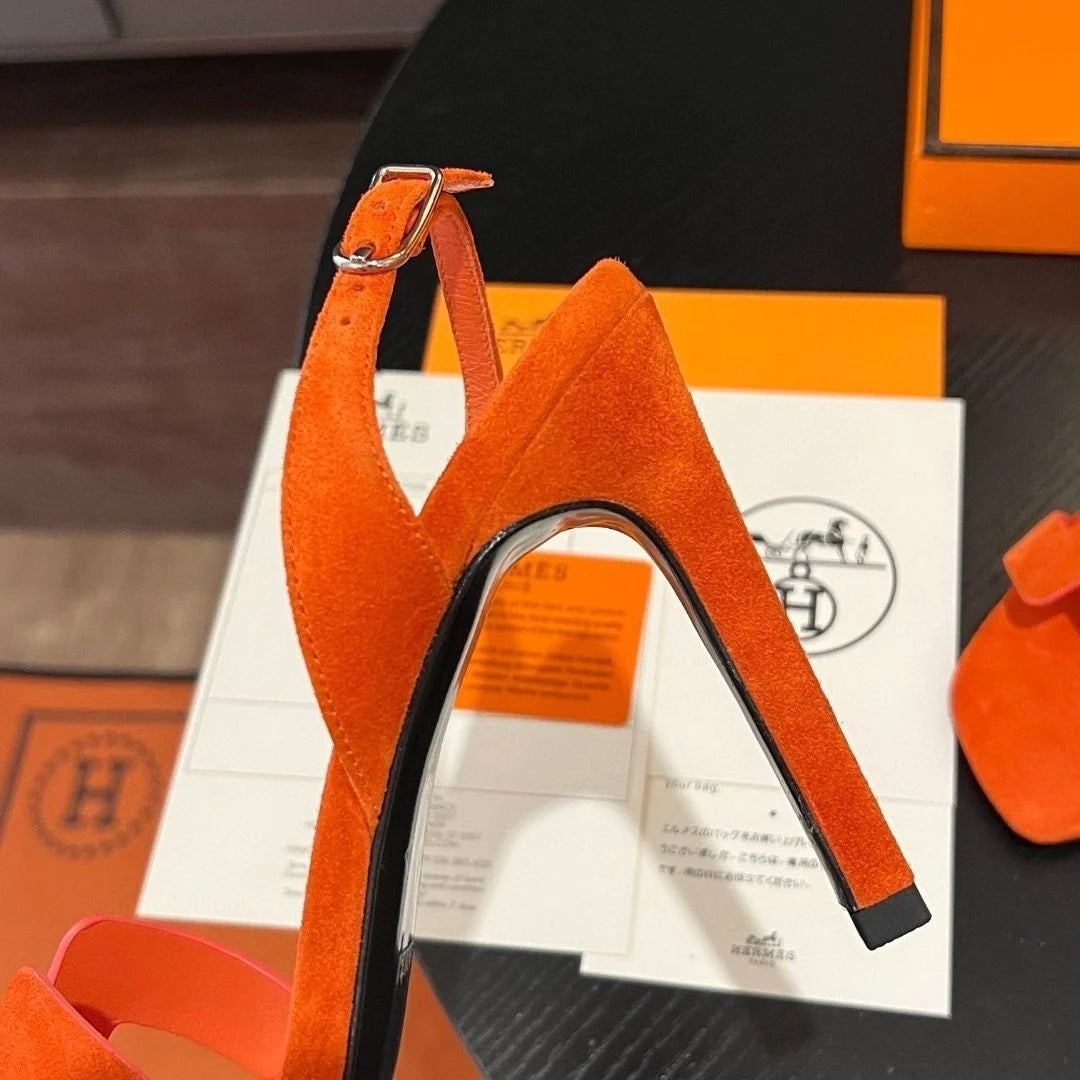 New Leather One Word Sandals High Heels 1024030625