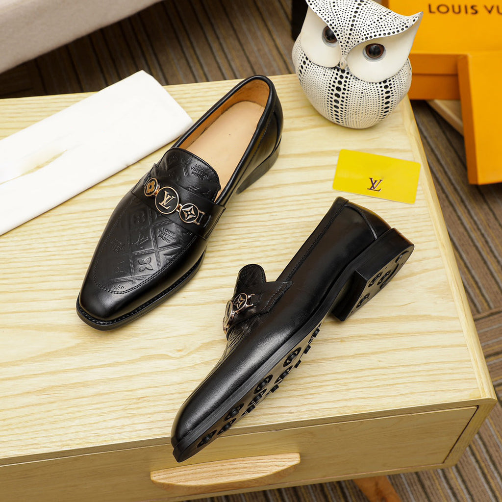 New Fashion Men's Dress Shoes Print Loafers Banquet Wedding Slip-On Shoes