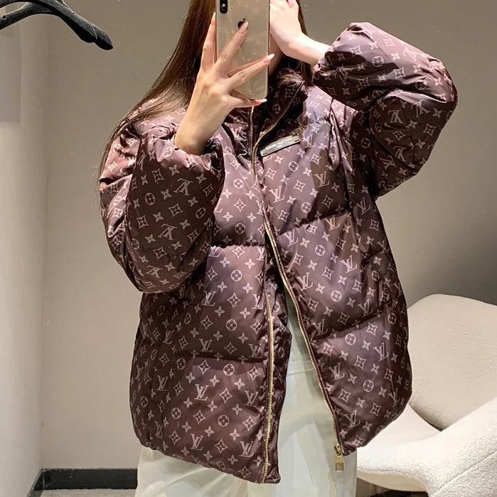 L-V Full-Print Vintage-Print Down Jacket 1025102406